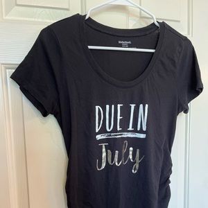 “Due in July” black short sleeve tee from Motherhood maternity